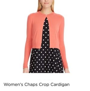 Chaps P/lg orange cropped cardigan.